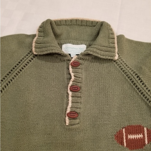 Cute football sweater fits 2-4 yo. Green with football buttons. Like new! - Picture 3 of 5